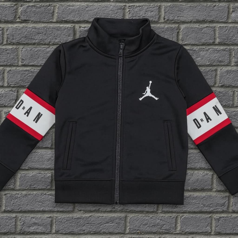 Jordan Kids Black Hoodie with Red and White Accents